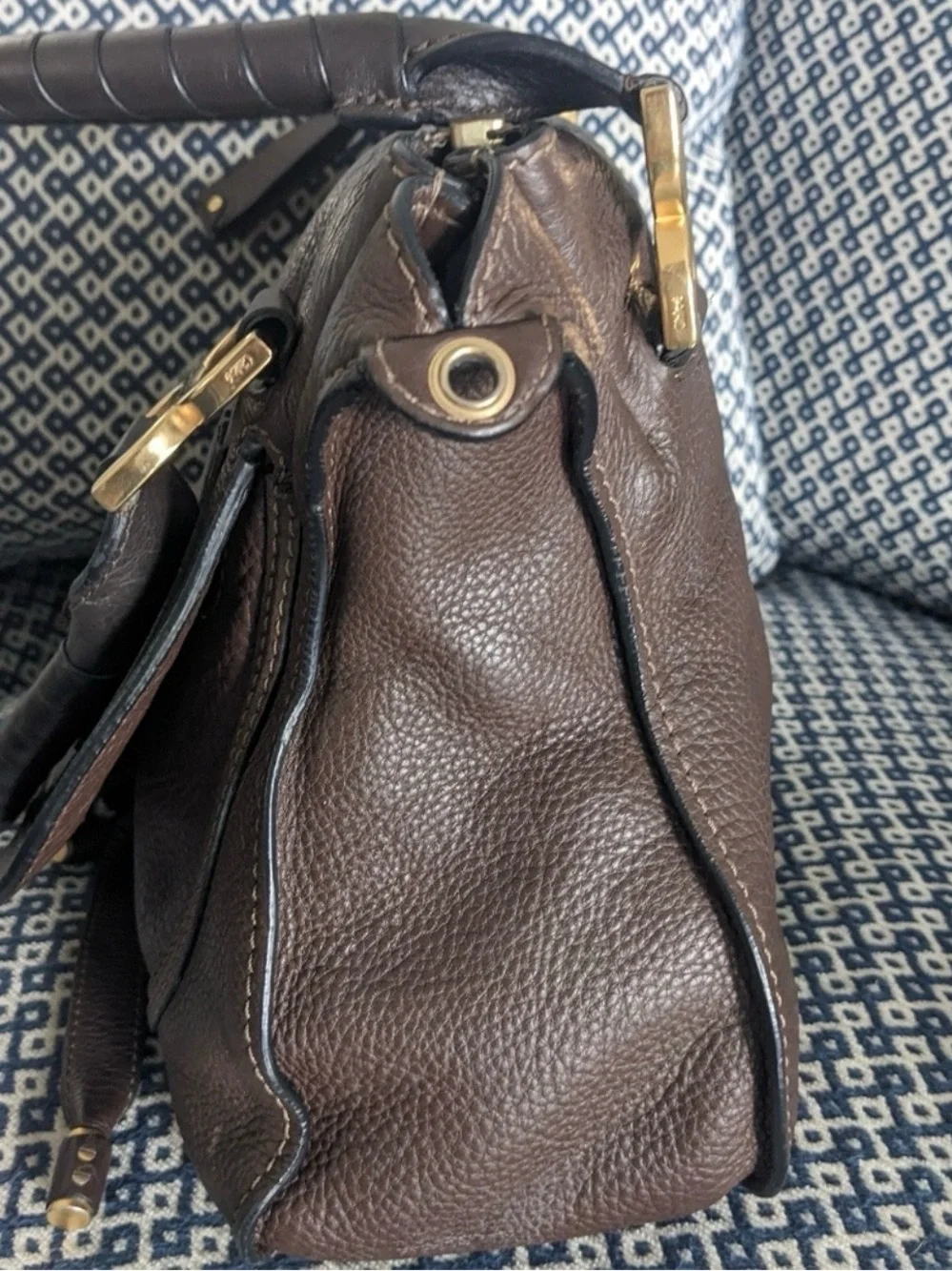 Authentic Chloe Marcie Leather Handbag - Chocolate Brown